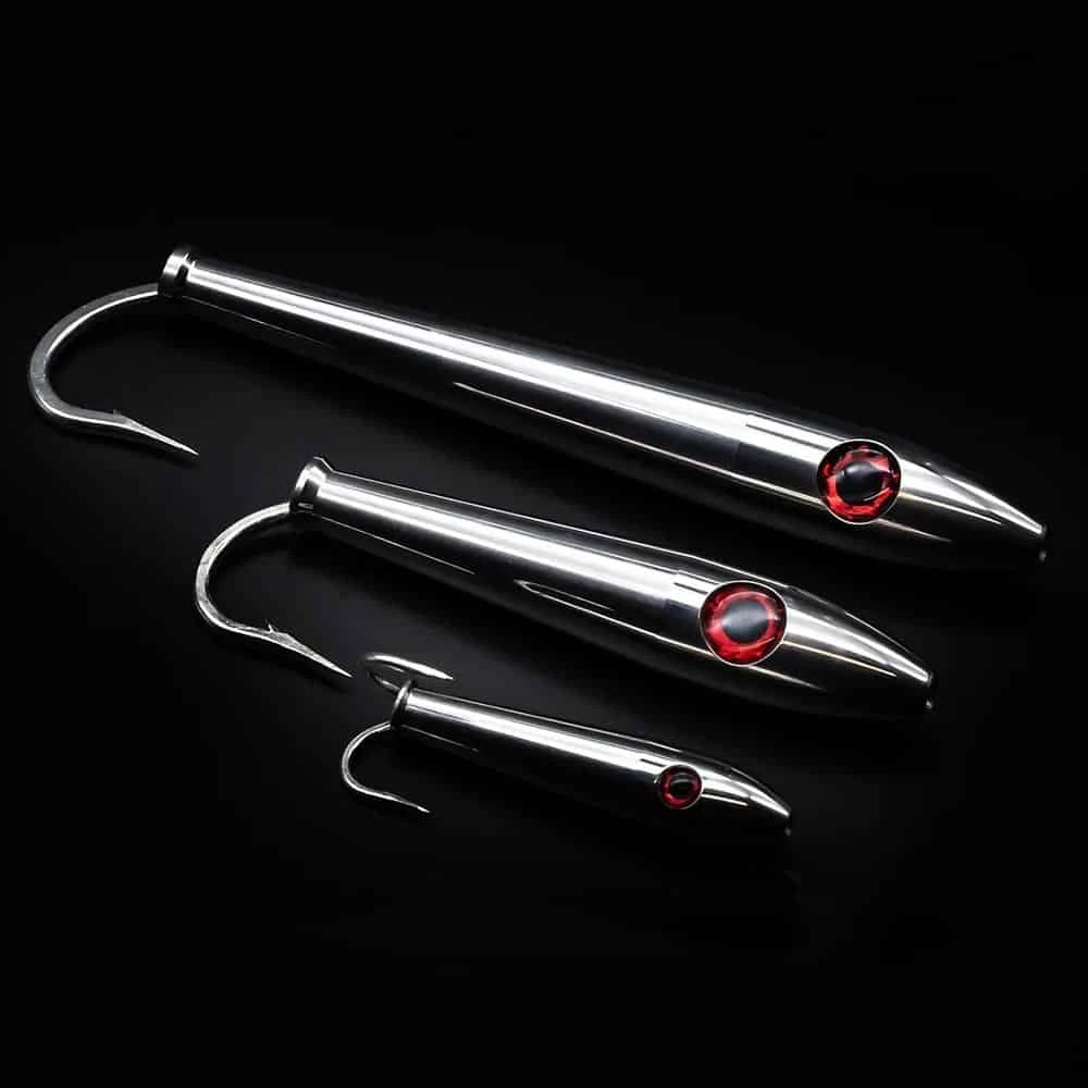 Red Eye Stainless Steel Tuna Stick Trolling Lures 3 Red Eye Stainless Steel Tuna Stick Trolling Lures